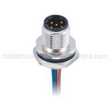 M12 5pin Male Panel Mount Circular Connector for Sensor with Wires