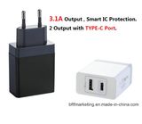 3.1A Type C 2 Ports Multiple USB Charger