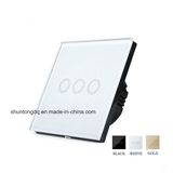 Smart Home EU/UK Wall Switch LED Touch Light Switch 110-240V 3 Gang 1 Way Waterproof Crystal Tempered Glass Panels