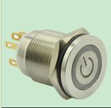 19mm Power Symbol Hyperplane Metal Stainless Steel Push Button Switch