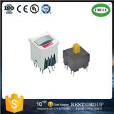 Small Push Button Switch, Mini Push Button Switch with LED, with Lamp Button Switch 15.1 * 15.1 Square with Lamp Self-Locking Reset Button Switch