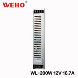 Ultra Slim Indoor SMPS 200W 12V LED Power Supply (WL-200-12)