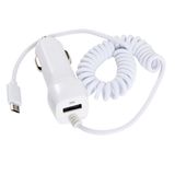 Ultra Fast Retractable Coiled Dual-Port Car Charger with Adapter and Cord