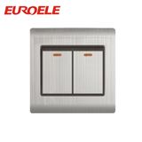 High Stainless Steel Sliver Color 2 Gang Wall Switch