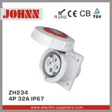 IP67 4p 32A Straight Panel Mounted Industial Socket