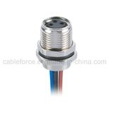 M8 3pin Female Panel Mount Connector with Wires Front Fastened