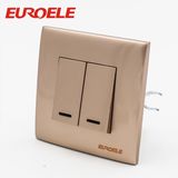 Gold Color PC 2 Gang Wall Switch with Light