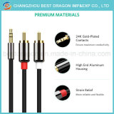 3.5mm 2RCA Metal Plug Male to Male Stereo Audio Aux Cable