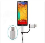 1m Nylon Insulated 2 in 1 Charging and Sync USB Cable for iPhone, Samsung, iPad