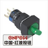 Onpow 16mm Illuminated Momentary Square Selector Push Button Switch (LAS1-AF-11X/21/G/12V) (Dia. 16mm) (CE, CCC, RoHS, REECH)