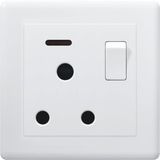 British Standard White 15A Switched Socket Outlet with Neon