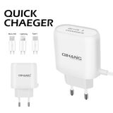 2.4A Faster Mobile Phone USB Charger with Lightning USB Cable