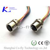 M12 Female Inductrial Circular Rear Panel Mount Connector with Pigtail