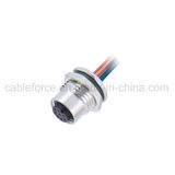 M12 8 Pin Straight Female Panel Mount Connector with CNC Screw