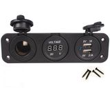 Triple 1A 2.1A Dual USB Charger + Voltmeter + Cigarette Lighter Socket Plug 12V