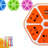 16A 4 Outlets Power Socket with 4 USB Outlet Six Angle Power Strip