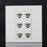 Six Ports 86mm Cat5e Keystone Wall Plate Faceplate RJ45 Jack Modular Face Plate Socket RJ45 Wall Socket Panel