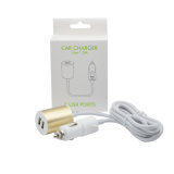 1.5m 5V 3A Dual USB Metal Tablet Mobile Phone Car Charger