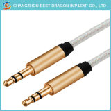 High Quality Golden Metal Plug 3.5mm Male to Male Transparent Aux Cable