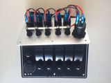 5 Gang Aluminum LED Waterproof Rocker Switch Pane+Voltmeter