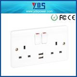 13A 5V 2.1A Double UK USB Wall Socket