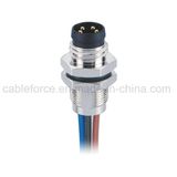 IP67 M8 4pin Male Panel Mount Connector with Wires Rear Fastened