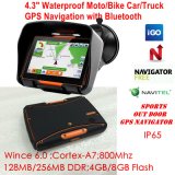 4.3inch IP65 Waterproof Sports Action Moto Bike Car Handheld GPS with Bluetooth, FM Transmitter,