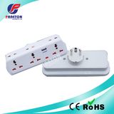 Europe Plug to 3way Multi Socket with USB Charger Output