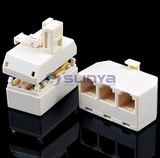 Sprint Telephone Triplex Jack Adaptor 3-Way Splitter Phone Rj11 Male to 3 Females 6p4c Splitter