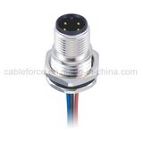 M12 4 Pins Male Straight Panel Mount Connector for Sensor and Actuators with Wires