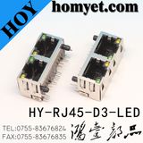 Double 8p8c RJ45 Female Connector/RJ45 Socket with LED (HY-RJ45-D3-LED)