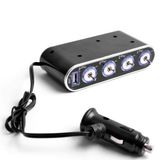 Portable 4-Way DC Car Cigarette Lighter Socket Splitter/Charger/Adapter with USB