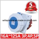 IP67 63A 2p+E Cee Angled Panel Mounted Socket