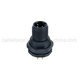 M12 3pin Male PCB Contacts Panel Front Mounting Connector with IP67 Rating