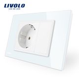 Livolo AC110~250V 16A Wall Power Socket with Glass Panel Vl-C9c1EU-11