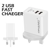 2.4A Double USB Fast Mobile Phone Adapter Charger for UK