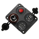 Voltmeter Dual USB Charger 12V Socket Cigarette Lighter on-off Switch