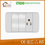 2gang Switch with 3pole Socket Outlet