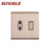 1 Gang Brushed Gold Color Aluminum Plate Switched Socket