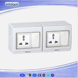 IP55 2 Gang Switch and 2 Gang Universal Socket Waterproof Wall Switch Socket