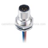 M12 3pin Panel Front Mounting Connector Solder with Wires