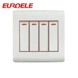 Elegant Type Brushed White Aluminum 4 Gang Wall Switch