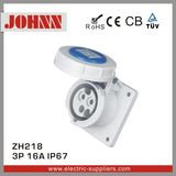 IP67 3p 16A High End Type Straight Panel Mounted Socket for Industrial