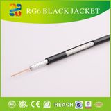 18AWG Solid CCS 21% Conductivity Conductor Black RG6 Coaxial Cable