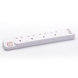 Functional 4 Way BS Electric Extension Board Power Strip with 4 USB and Child Protect