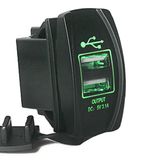 Green 12-24V 3.1A Motorcycle Car Dual USB Port Charger Socket Plug Waterproof