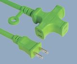 Japan 15A Three Outlet Extension Cord with PSE Certification