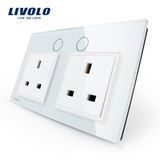 Livolo UK Double Multifunction Touch Switched Wall Socket (VL-C7C2UK-11)