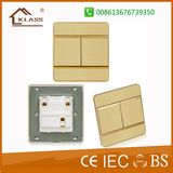 Brushed Aluminum 2 Gang Electric Push Button Switch