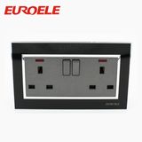 Black Acrylic 250V/13A 146*86mm Double Pole Wall Switched Socket